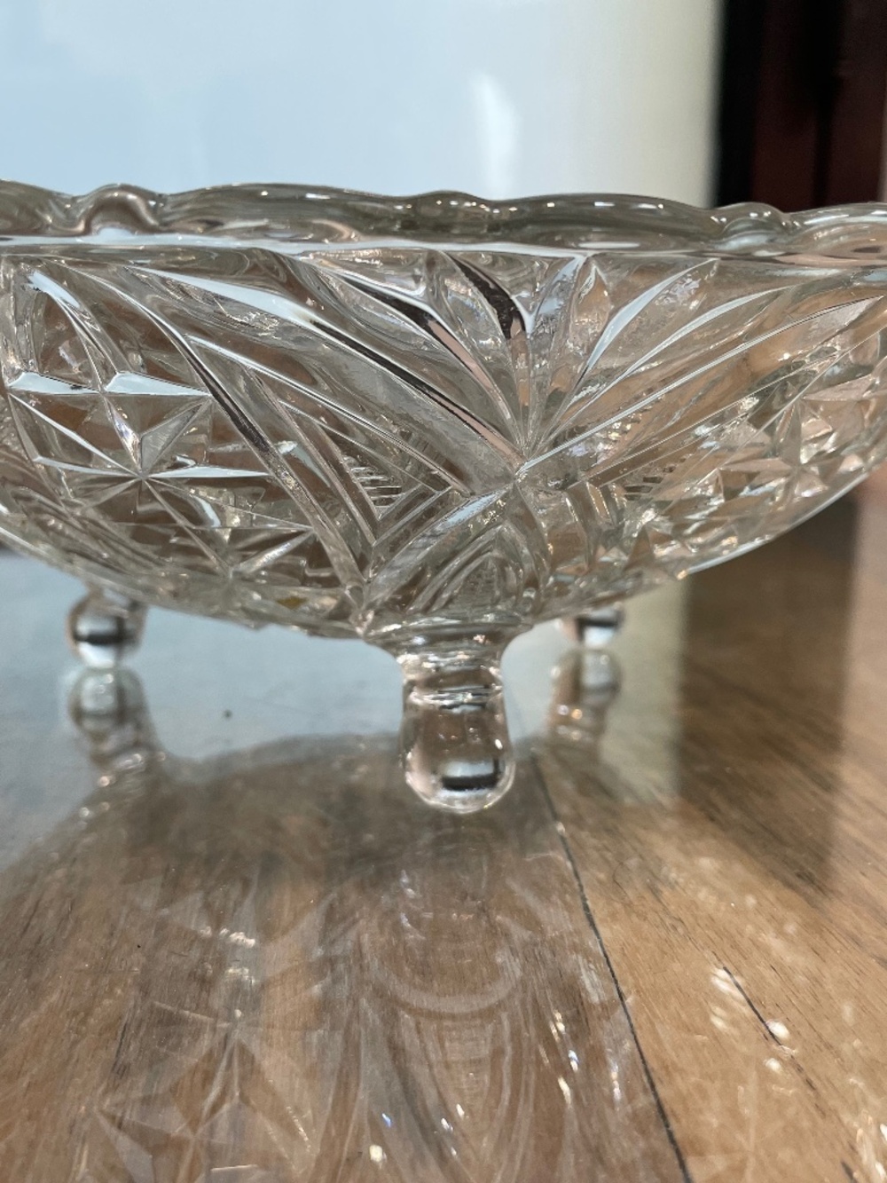 Vintage Glass Bowl on Tripod Feet